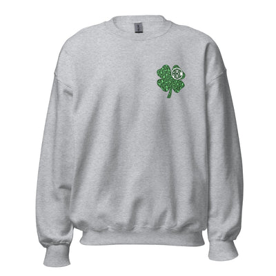 Monogrammed 'Leopard Shamrock' Crewneck Sweatshirt - United Monograms