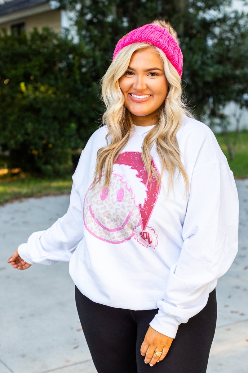 Monogrammed 'Leopard Smiley Santa' Crewneck Sweatshirt - United Monograms