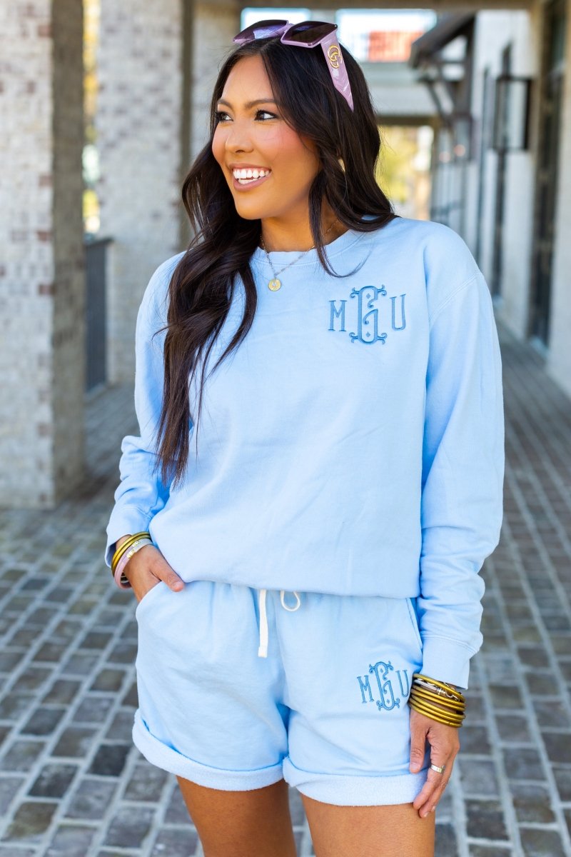 Monogrammed Lightweight Comfort Colors Crewneck Sweatshirt - United Monograms
