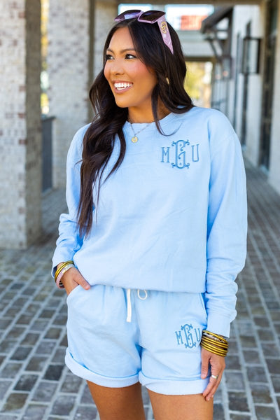 Monogrammed Lightweight Comfort Colors Crewneck Sweatshirt - United Monograms