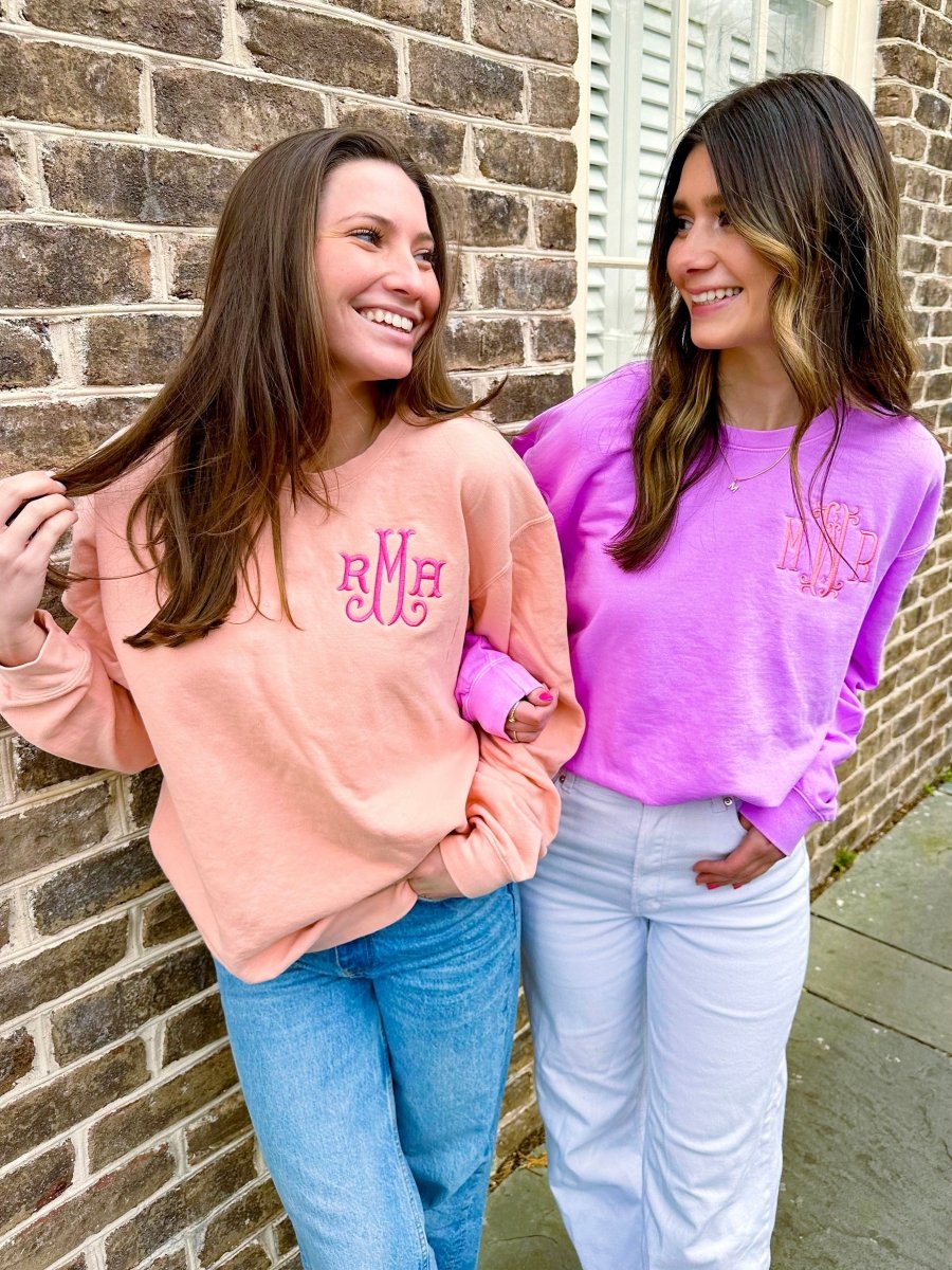 Monogrammed Lightweight Comfort Colors Crewneck Sweatshirt - United Monograms