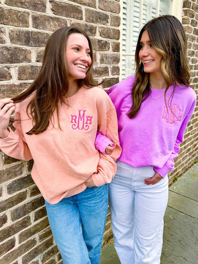 Monogrammed Lightweight Comfort Colors Crewneck Sweatshirt - United Monograms
