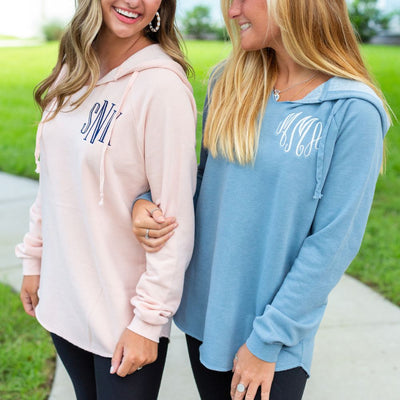 Monogrammed Lightweight Wave Wash Hooded Sweatshirt - United Monograms