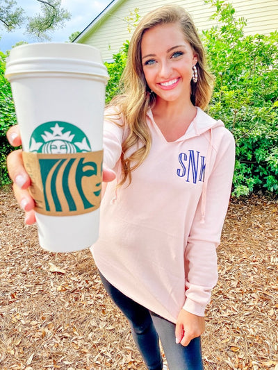 Monogrammed Lightweight Wave Wash Hooded Sweatshirt - United Monograms