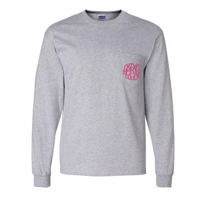 Monogrammed Long Sleeve Pocket T-Shirt - United Monograms