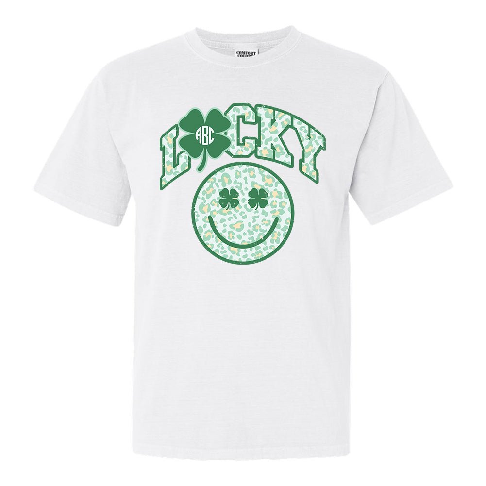 Monogrammed 'Lucky Smiley Face' T-Shirt - United Monograms