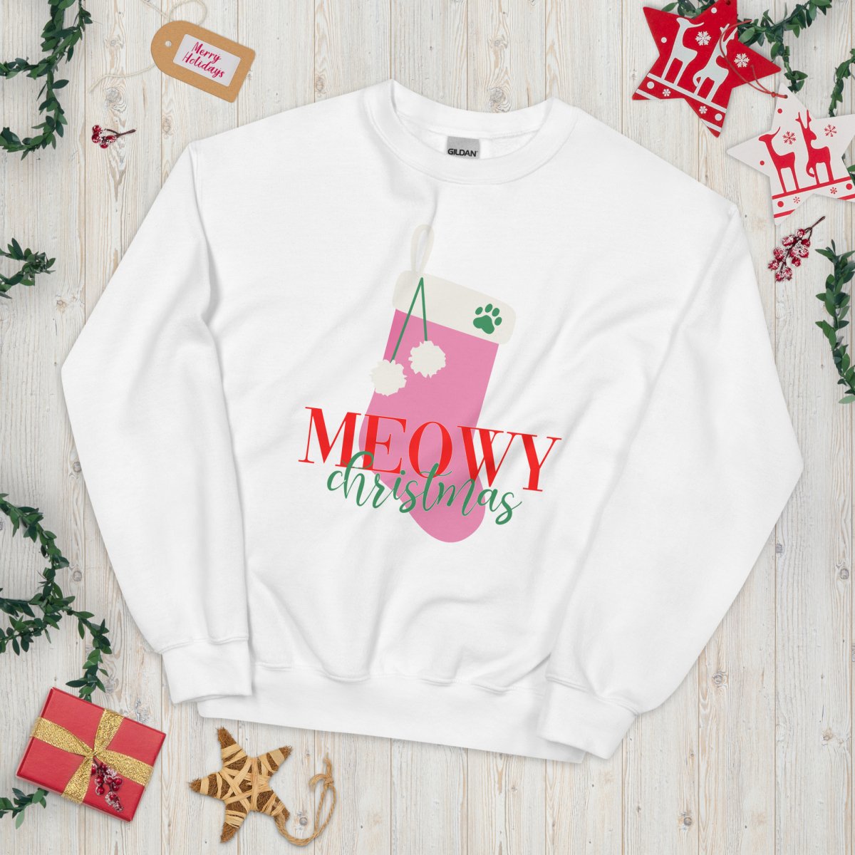 Monogrammed 'Meowy Christmas' Crewneck Sweatshirt - United Monograms