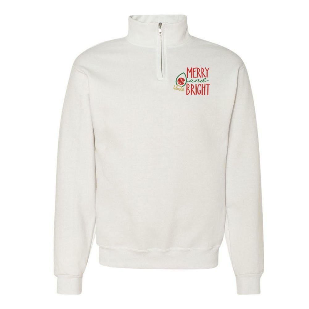 Monogrammed Merry & Bright Quarter Zip Sweatshirt - United Monograms