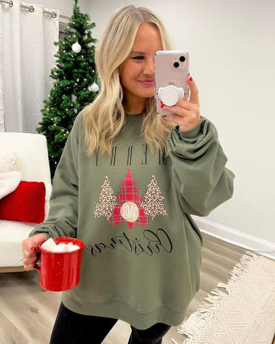 Monogrammed 'Merry Christmas' Pattern Crewneck Sweatshirt - United Monograms