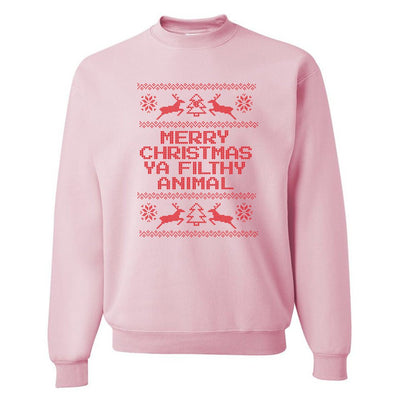Monogrammed 'Merry Christmas Ya Filthy Animal' Crewneck Sweatshirt - United Monograms
