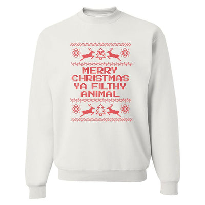 Monogrammed 'Merry Christmas Ya Filthy Animal' Crewneck Sweatshirt - United Monograms