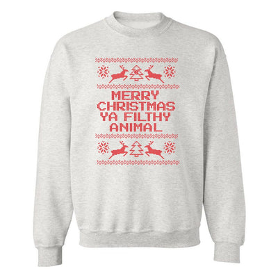 Monogrammed 'Merry Christmas Ya Filthy Animal' Crewneck Sweatshirt - United Monograms