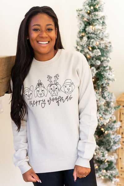 Monogrammed 'Merry Woofmas' Crewneck Sweatshirt - United Monograms