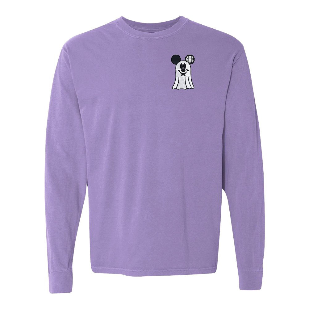 Monogrammed Mickey Ghost Comfort Colors Long Sleeve T-Shirt - United Monograms