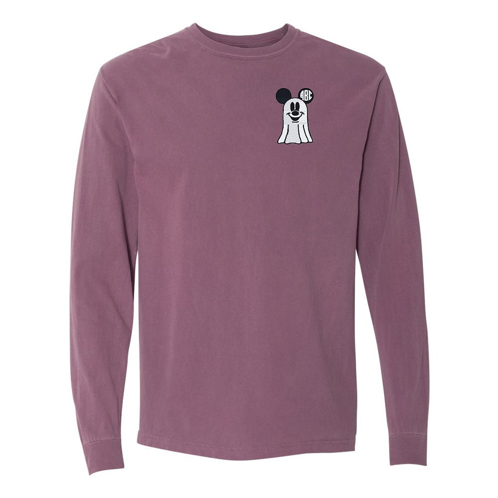 Monogrammed Mickey Ghost Comfort Colors Long Sleeve T-Shirt - United Monograms