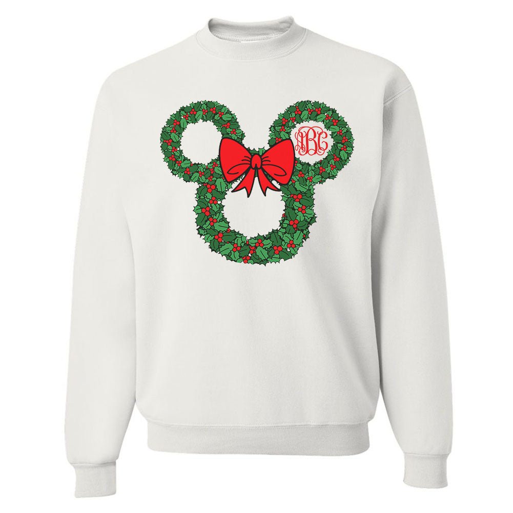 Monogrammed 'Minnie Christmas Wreath' Crewneck Sweatshirt - United Monograms