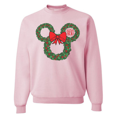 Monogrammed 'Minnie Christmas Wreath' Crewneck Sweatshirt - United Monograms