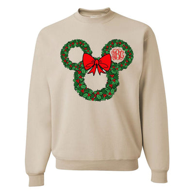 Monogrammed 'Minnie Christmas Wreath' Crewneck Sweatshirt - United Monograms