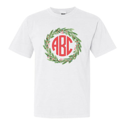 Monogrammed 'Mistletoe Wreath' T-Shirt - United Monograms
