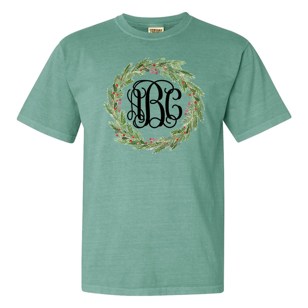 Monogrammed 'Mistletoe Wreath' T-Shirt - United Monograms