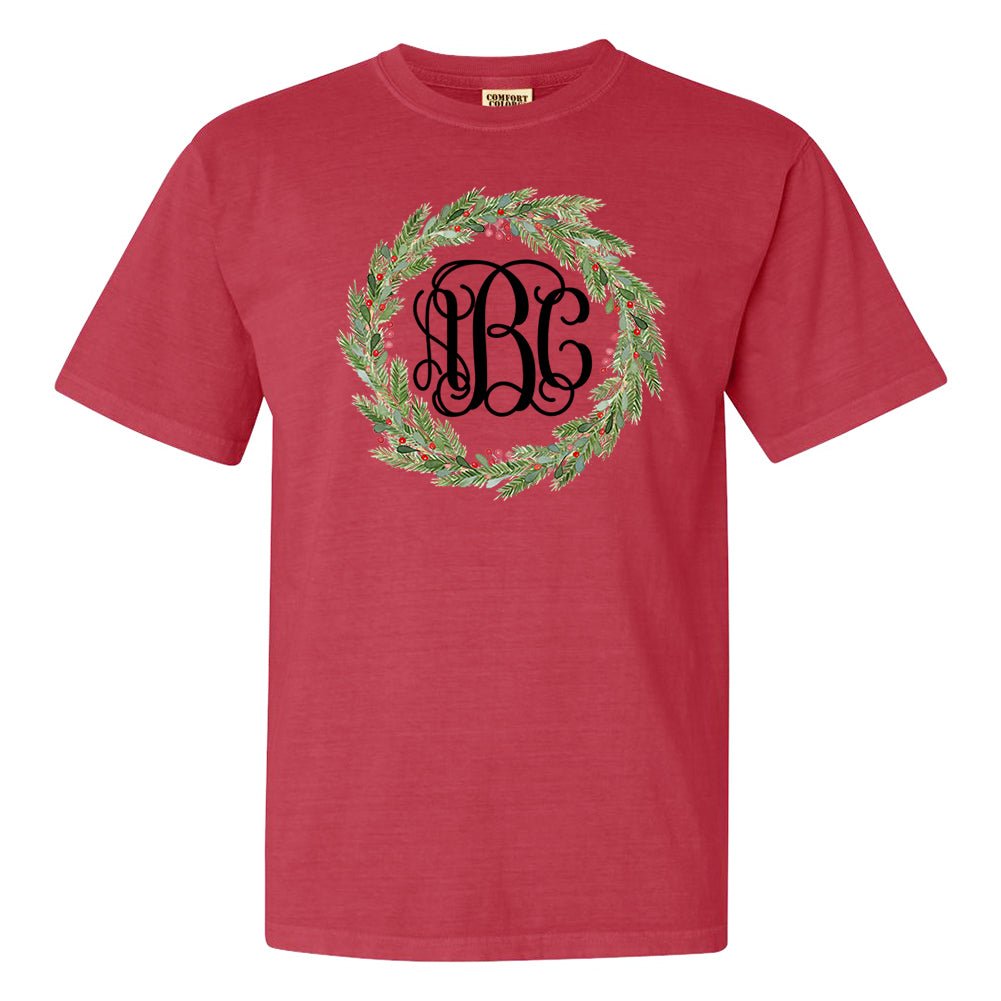 Monogrammed 'Mistletoe Wreath' T-Shirt - United Monograms