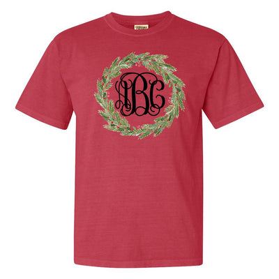 Monogrammed 'Mistletoe Wreath' T-Shirt - United Monograms
