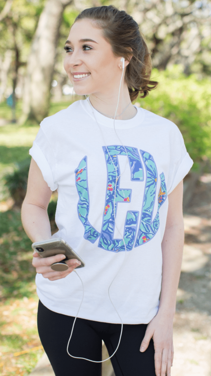 Monogrammed Mommy & Me Lilly Big Print Basic T-Shirts - United Monograms