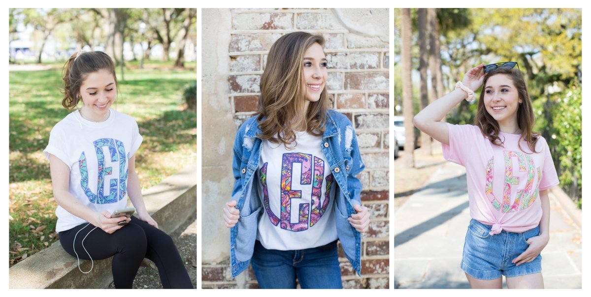 Monogrammed Mommy & Me Lilly Big Print Basic T-Shirts - United Monograms