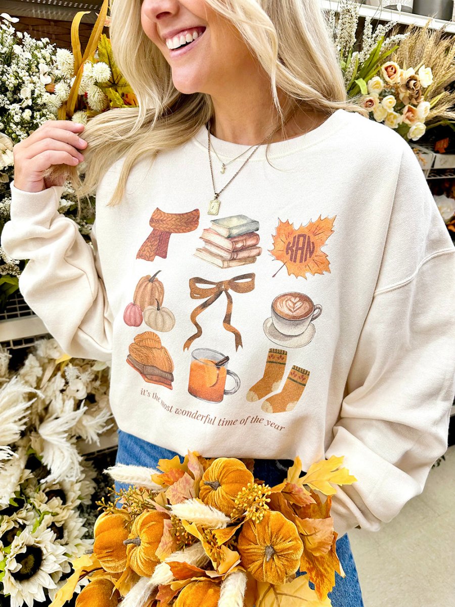 Monogrammed Most Wonderful Time Fall Crewneck Sweatshirt United Monograms
