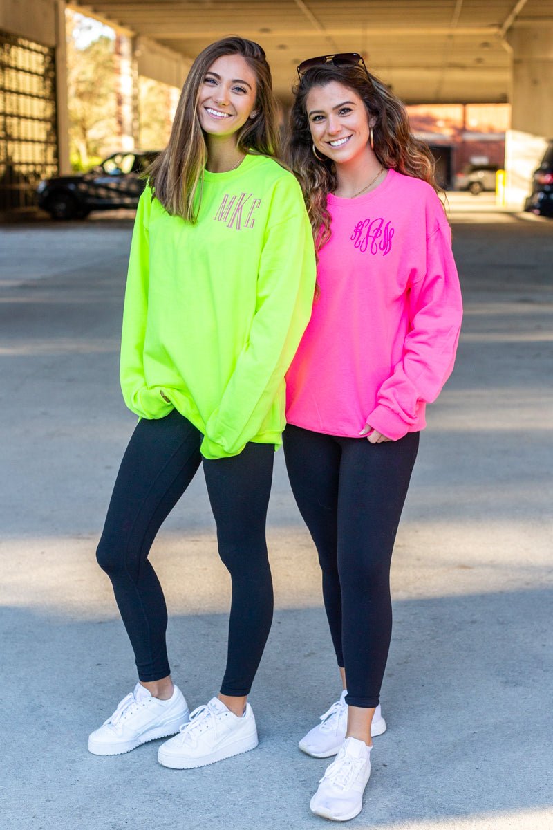 Monogrammed Neon Crewneck Sweatshirt - United Monograms