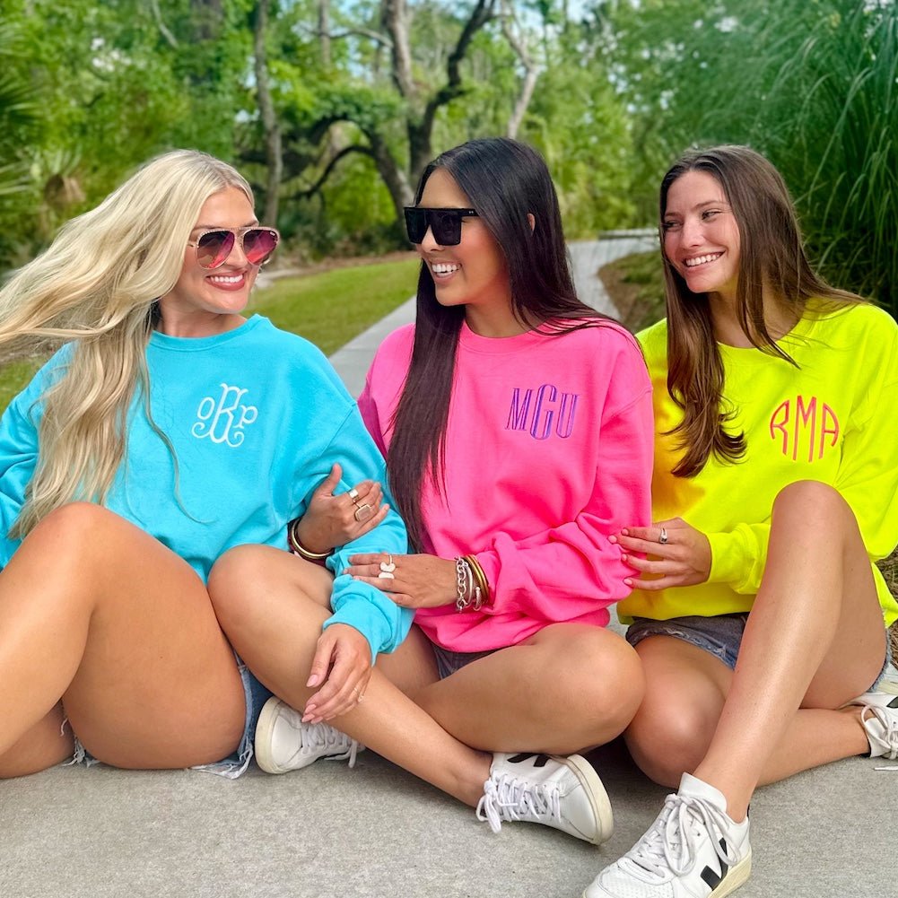 Monogrammed Neon Crewneck Sweatshirt - United Monograms
