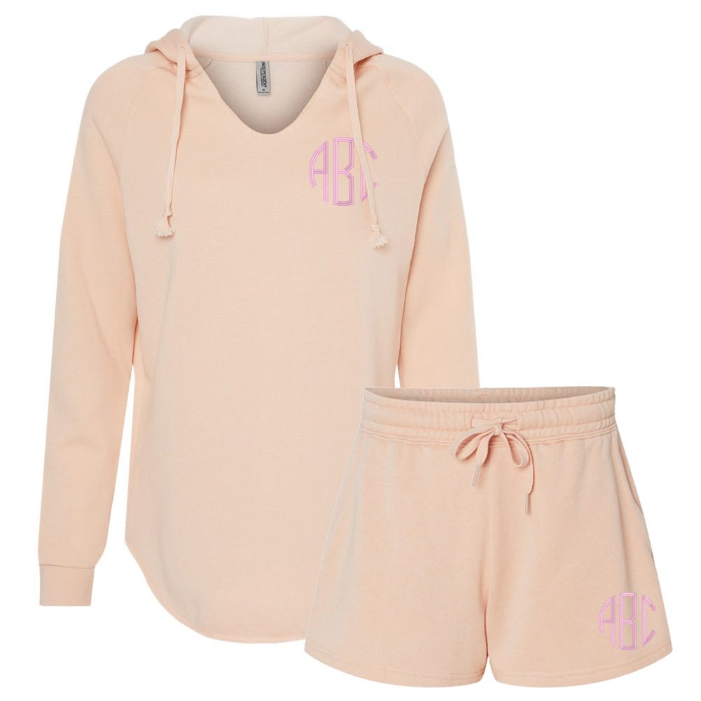 Monogrammed Neutral Wave Wash Shorts Set - United Monograms