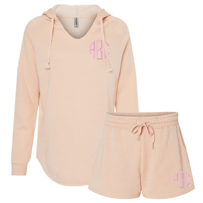Monogrammed Neutral Wave Wash Shorts Set - United Monograms