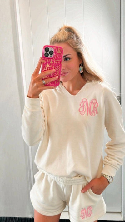 Monogrammed Neutral Wave Wash Shorts Set - United Monograms
