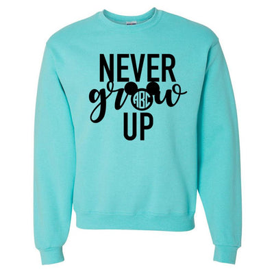 Monogrammed 'Never Grow Up' Neon Crewneck Sweatshirt - United Monograms