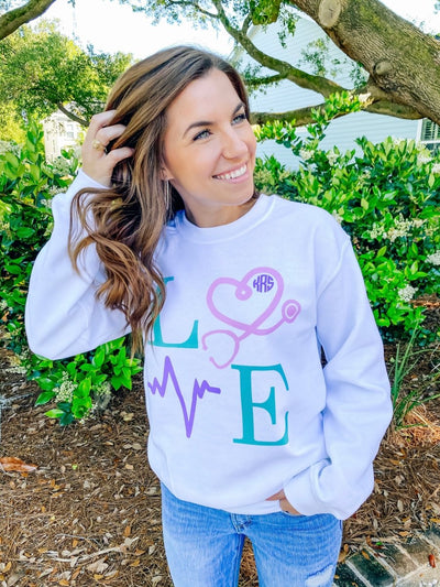 Monogrammed 'Nurse Love' Crewneck Sweatshirt - United Monograms