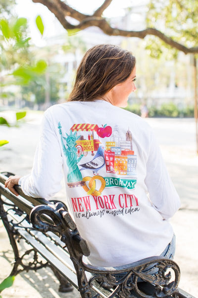 Monogrammed 'NYC' Front & Back Long Sleeve T-Shirt - United Monograms