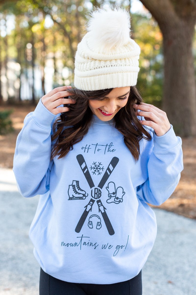 Monogrammed 'Off To The Mountains We Go' Crewneck Sweatshirt - United Monograms