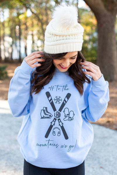 Monogrammed 'Off To The Mountains We Go' Crewneck Sweatshirt - United Monograms