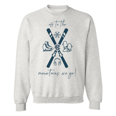 Monogrammed 'Off To The Mountains We Go' Crewneck Sweatshirt - United Monograms