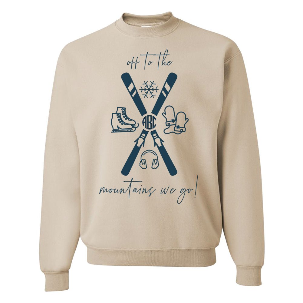 Monogrammed 'Off To The Mountains We Go' Crewneck Sweatshirt - United Monograms
