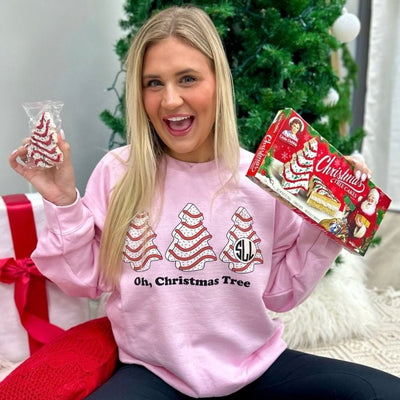 Monogrammed 'Oh, Christmas Tree Cakes' Crewneck Sweatshirt - United Monograms