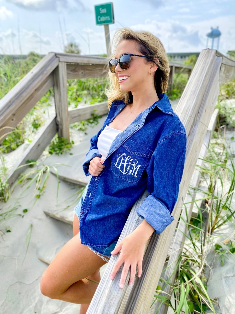 Monogrammed Oversized Denim Shirt - United Monograms