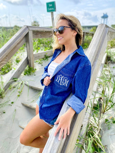 Monogrammed Oversized Denim Shirt - United Monograms