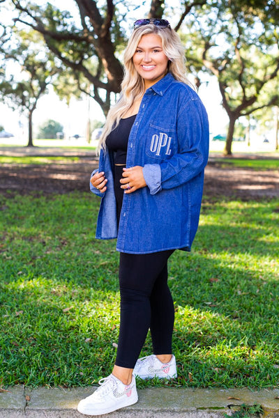 Monogrammed Oversized Denim Shirt - United Monograms