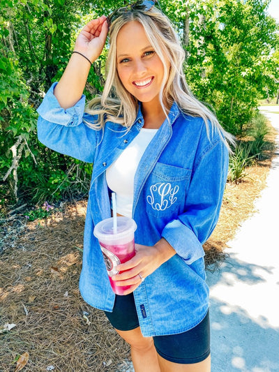 Monogrammed Oversized Denim Shirt - United Monograms
