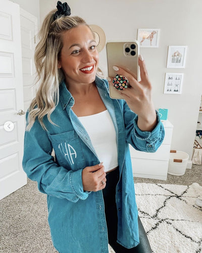 Monogrammed Oversized Denim Shirt - United Monograms
