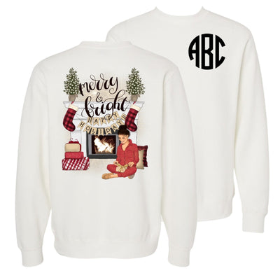 Monogrammed ‘Pajamas & Presents Eve’ Front & Back Cozy Crew - United Monograms