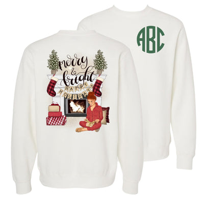 Monogrammed ‘Pajamas & Presents Eve’ Front & Back Cozy Crew - United Monograms