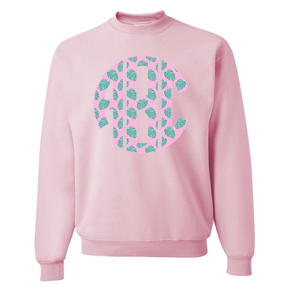 Monogrammed 'Palm Print' Big Print Crewneck Sweatshirt - United Monograms